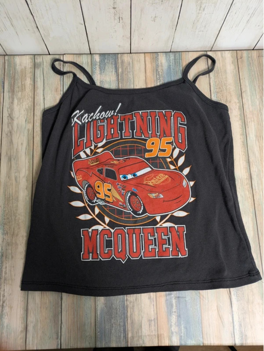 Disney Cars Lightning McQueen 95 Black Cami Tank Top XL Y2K